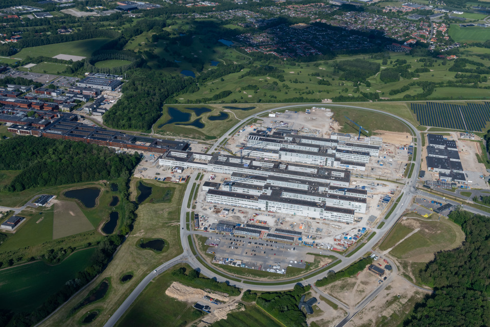 Luftbillede af det nye OUH byggegrund