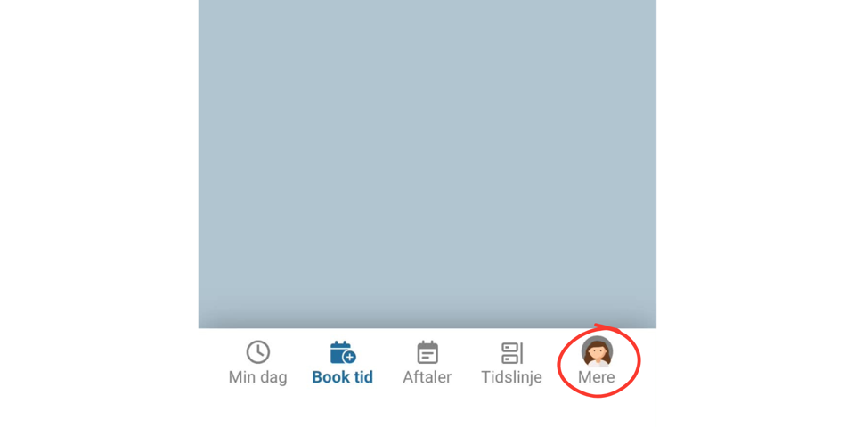 Åbn brugermenuen i MineAftaler ved at klikke på ”Mere” i nederste højre hjørne