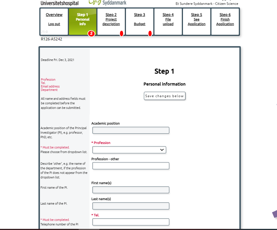 Start application - screen shot efond