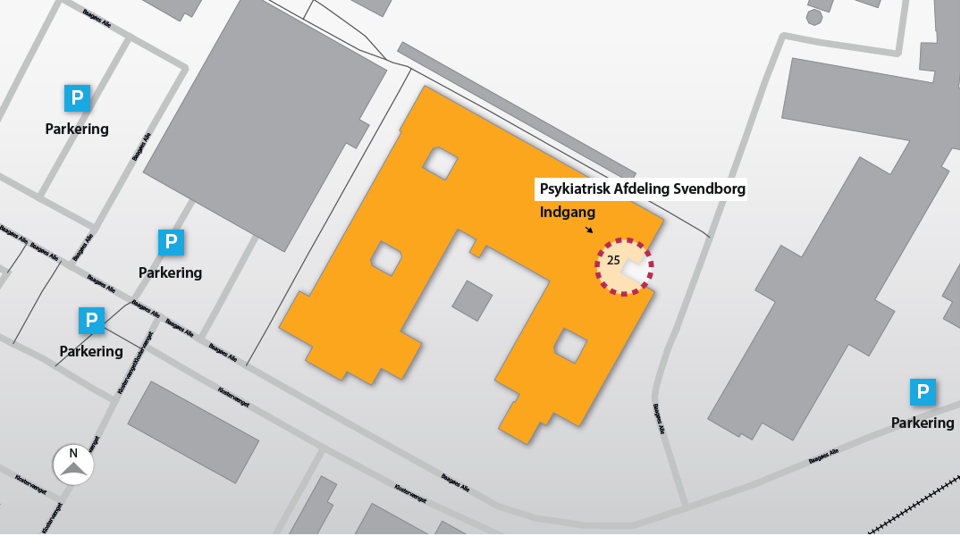 Oversigtskort til Psykiatrisk Afdeling Odense-Svendborg, Baagøes Alle