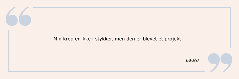Citat: Min krop er ikke i stykker, men den er blevet et projekt.