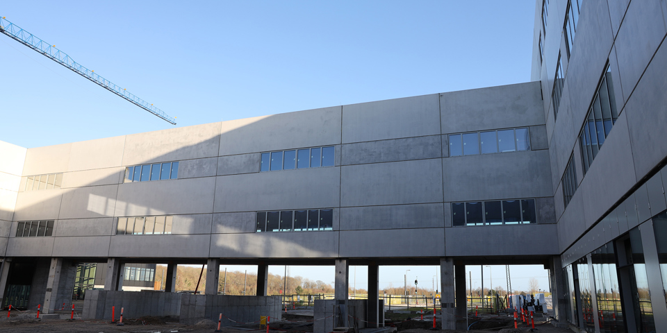Koblingen mellem SDU og det nye OUH på byggepladsen for det nye OUH januar 2022