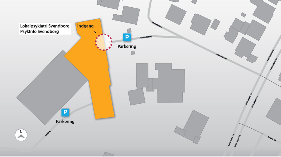 Oversigtskort til Lokalpsykiatri Svendborg, Vilhelmskildevej